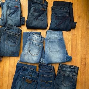 Multiple seven for all mankind, wrangler, and Stetson jeans